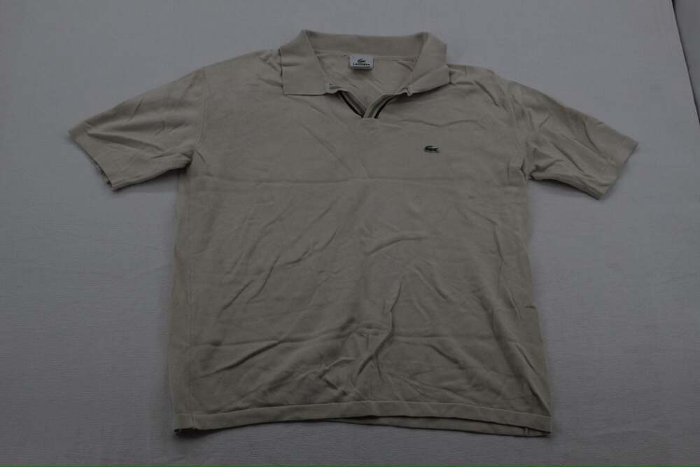Vintage Lacoste Short Sleeve V-Neck Polo Shirt Beige